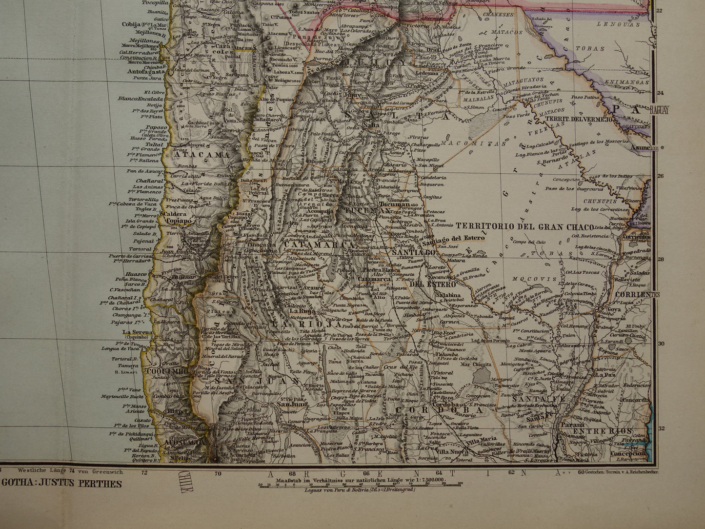 ZUID-AMERIKA Grote oude kaart uit 1885 van continent - originele antieke landkaart met jaartal - historische kaarten van Zuid-Amerika XL