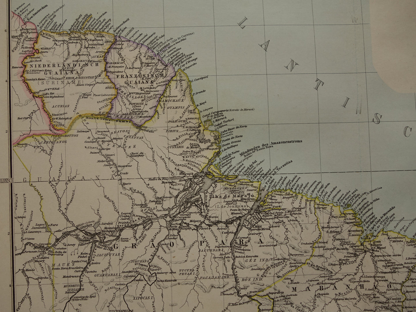 ZUID-AMERIKA Grote oude kaart uit 1885 van continent - originele antieke landkaart met jaartal - historische kaarten van Zuid-Amerika XL