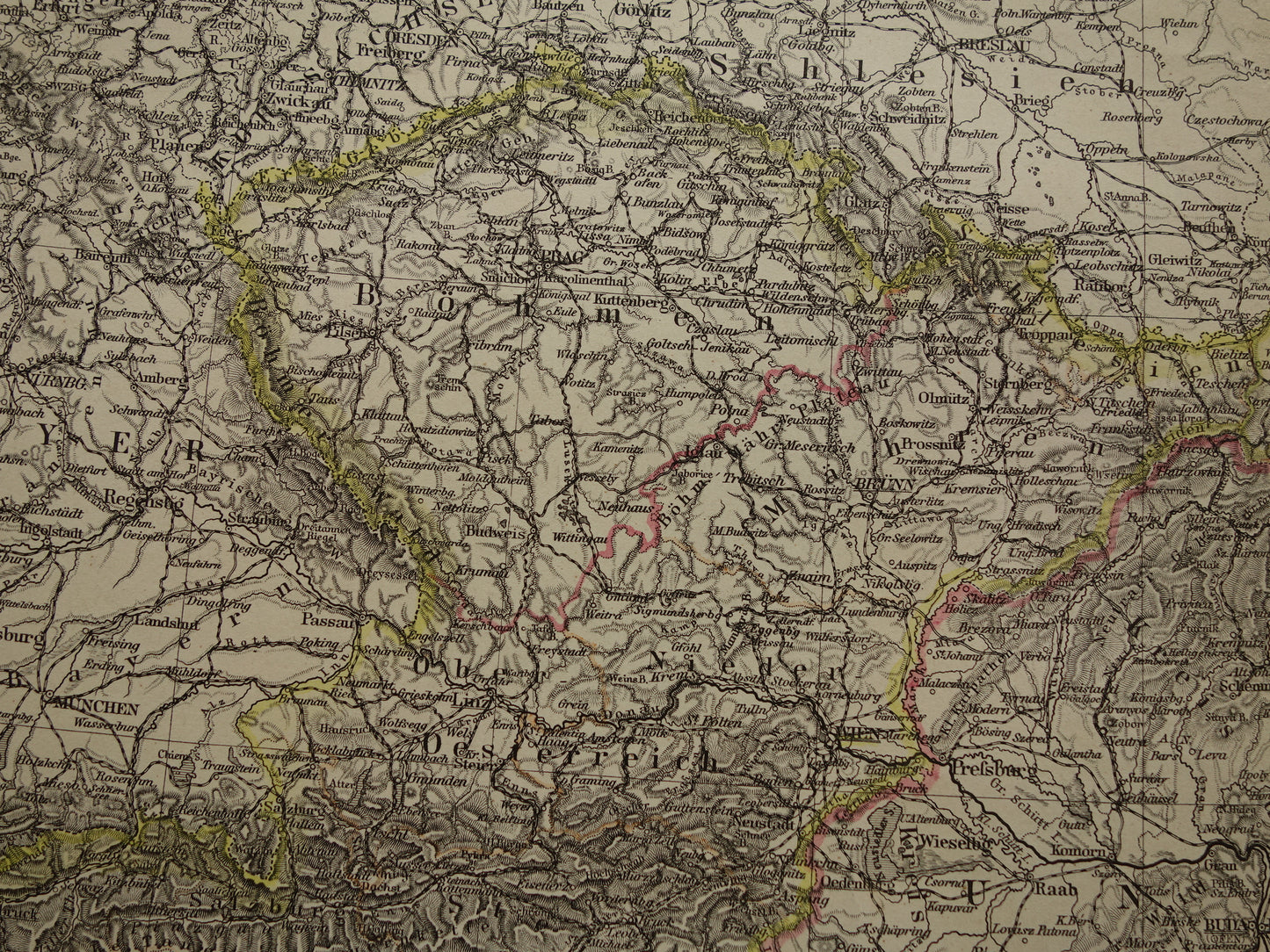 Oude kaart van Oostenrijk Hongarije uit het jaar 1886 gedetailleerde antieke landkaart met jaartal historische kaarten Oostenrijk-Hongarije