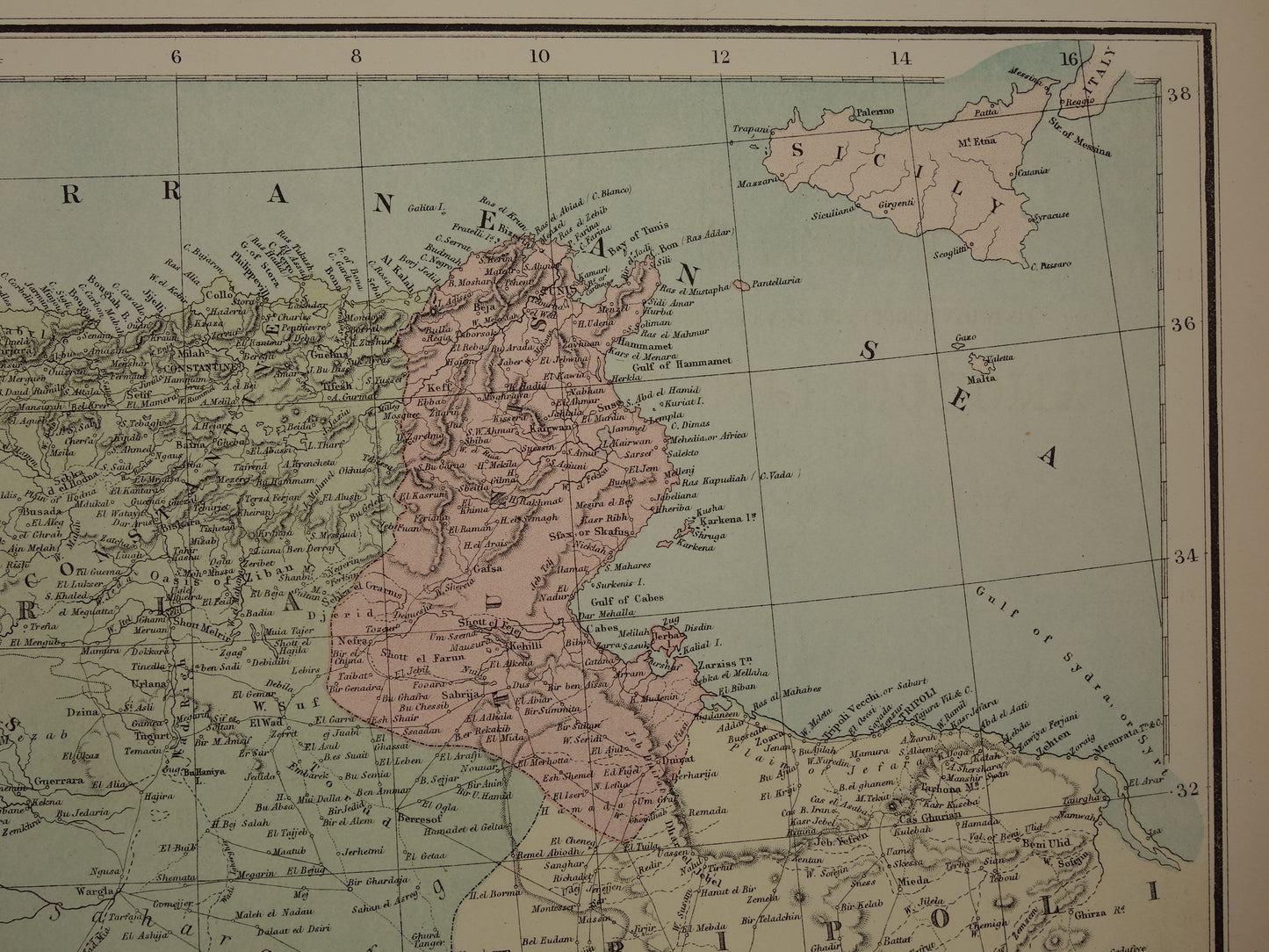 AFRIKA Grote antieke kaart van Zuid-Afrika en Noordwest-Afrika 1875 originele oude historische landkaart Marokko Algerije Tunesië