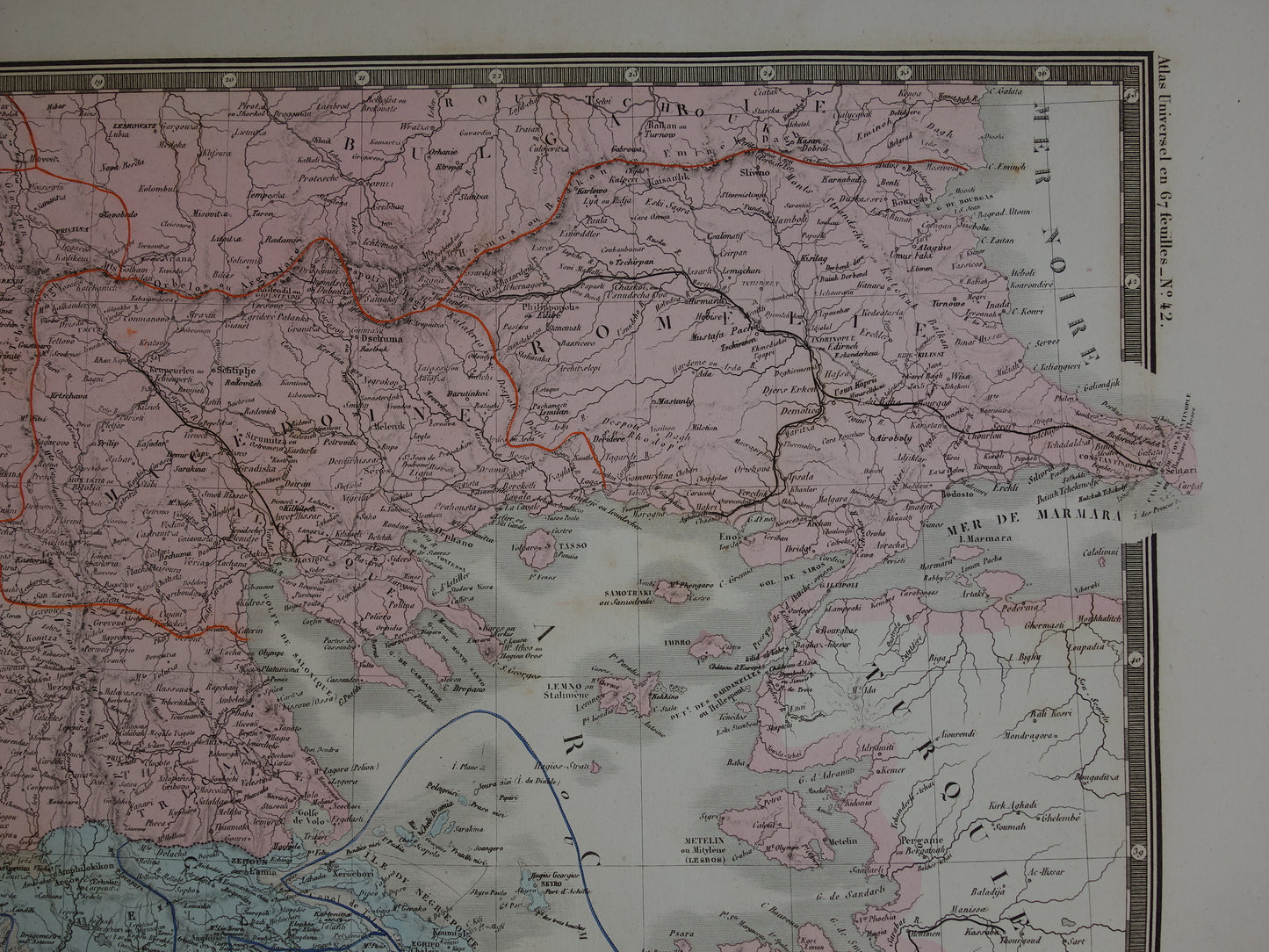 Oude kaart van Griekenland uit 1876 originele antieke landkaart Athene Kreta vintage historische kaarten
