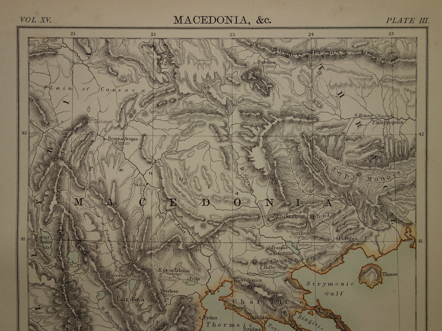 MACEDONIË oude kaart van Macedonie Madeira en Malta uit 1883 Originele antieke kaarten Gedetailleerde vintage landkaart