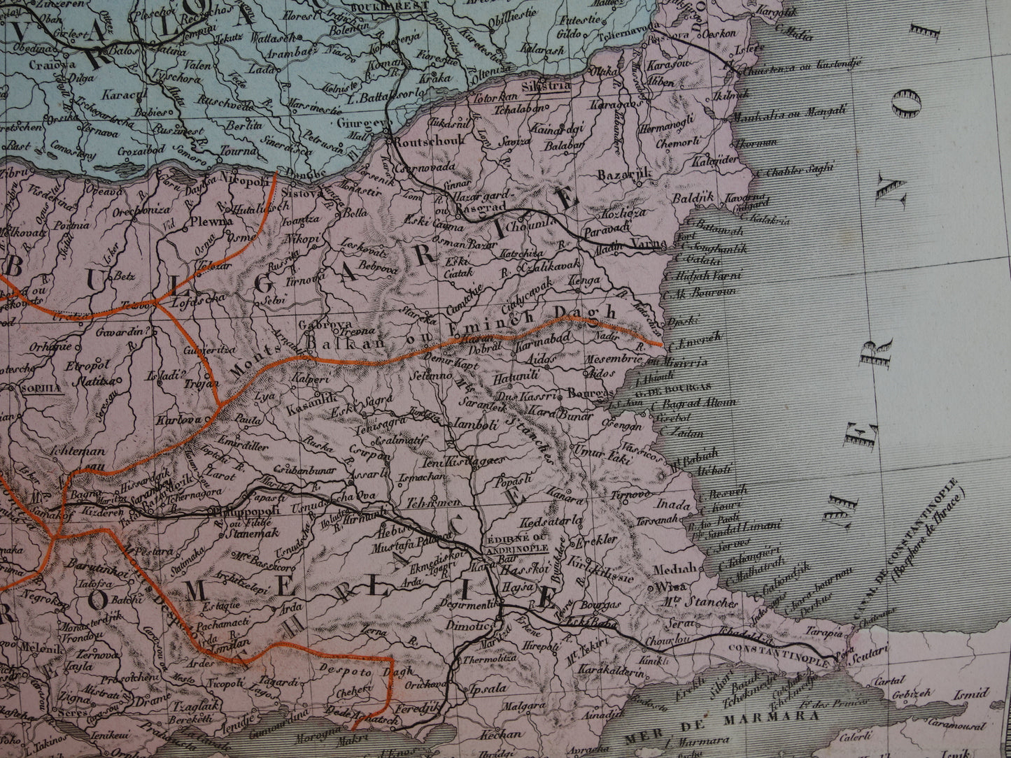 Ottomaanse Rijk antieke kaart van Europees Turkije met Balkan Servië Griekenland 145+ jaar oude landkaart vintage historische kaarten