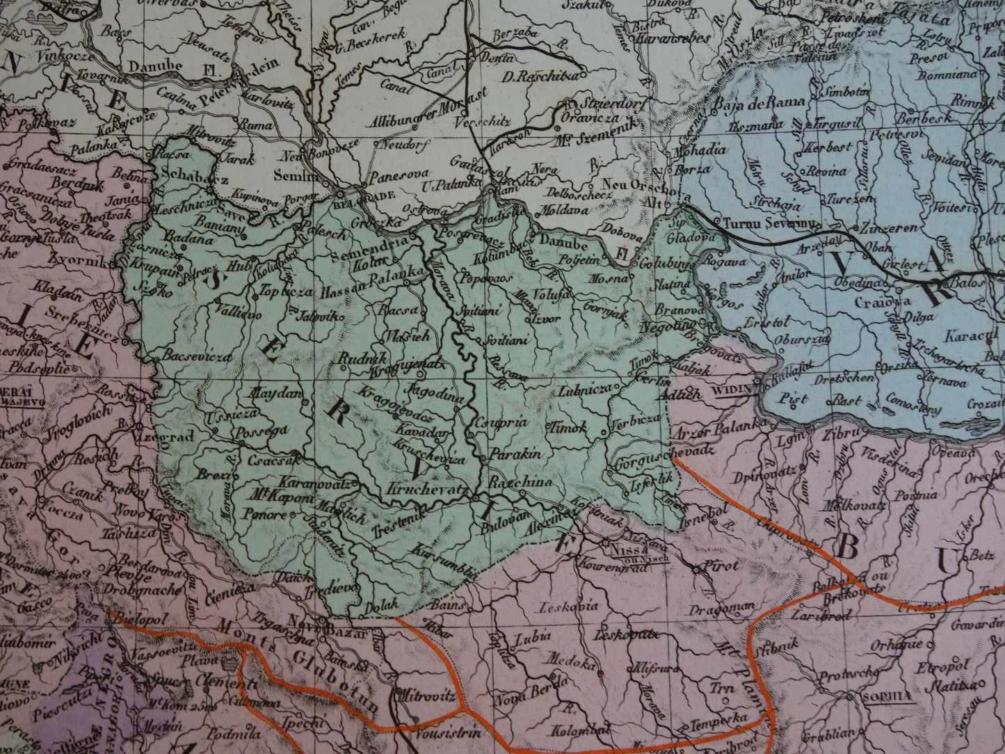 Ottomaanse Rijk antieke kaart van Europees Turkije met Balkan Servië Griekenland 145+ jaar oude landkaart vintage historische kaarten