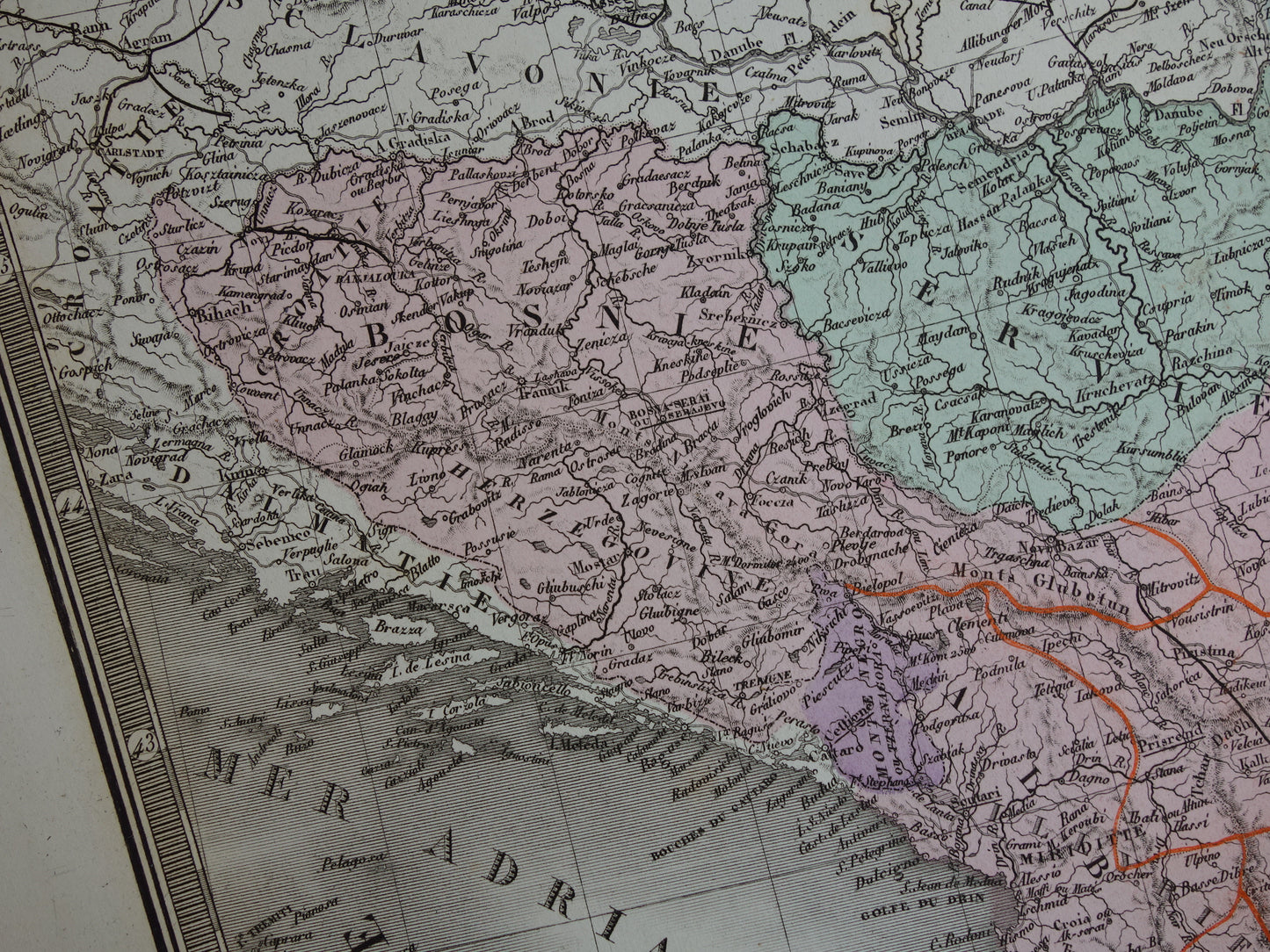 Ottomaanse Rijk antieke kaart van Europees Turkije met Balkan Servië Griekenland 145+ jaar oude landkaart vintage historische kaarten