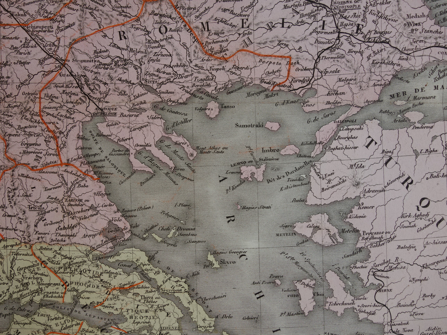 Ottomaanse Rijk antieke kaart van Europees Turkije met Balkan Servië Griekenland 145+ jaar oude landkaart vintage historische kaarten