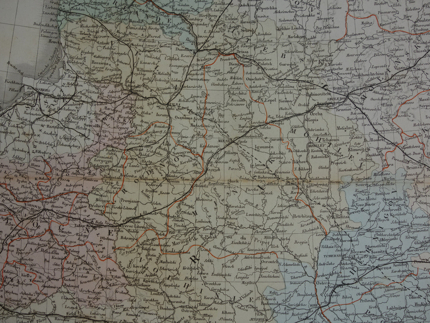 Rusland antieke kaart van Europees Rusland met Polen en Baltische Staten 145+ jaar oude landkaart vintage historische kaarten