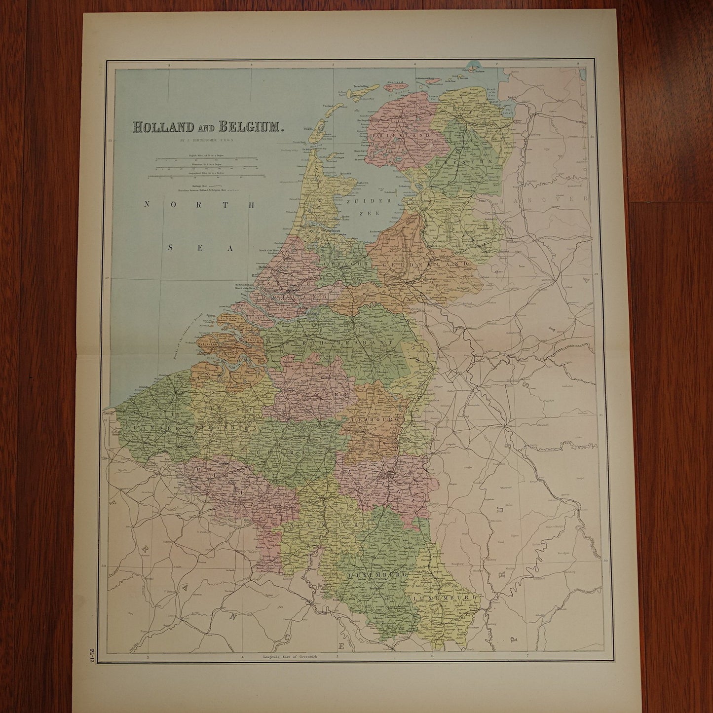 NEDERLAND grote oude kaart van Nederland uit 1875 originele antieke landkaart poster