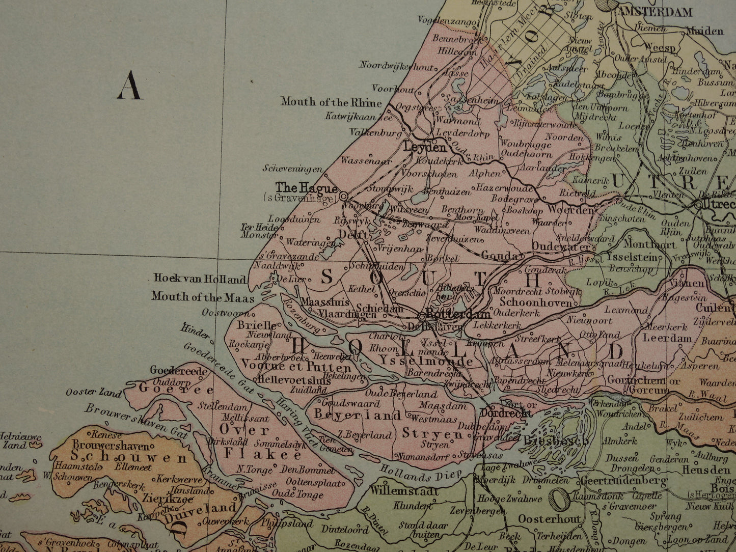 NEDERLAND grote oude kaart van Nederland uit 1875 originele antieke landkaart poster