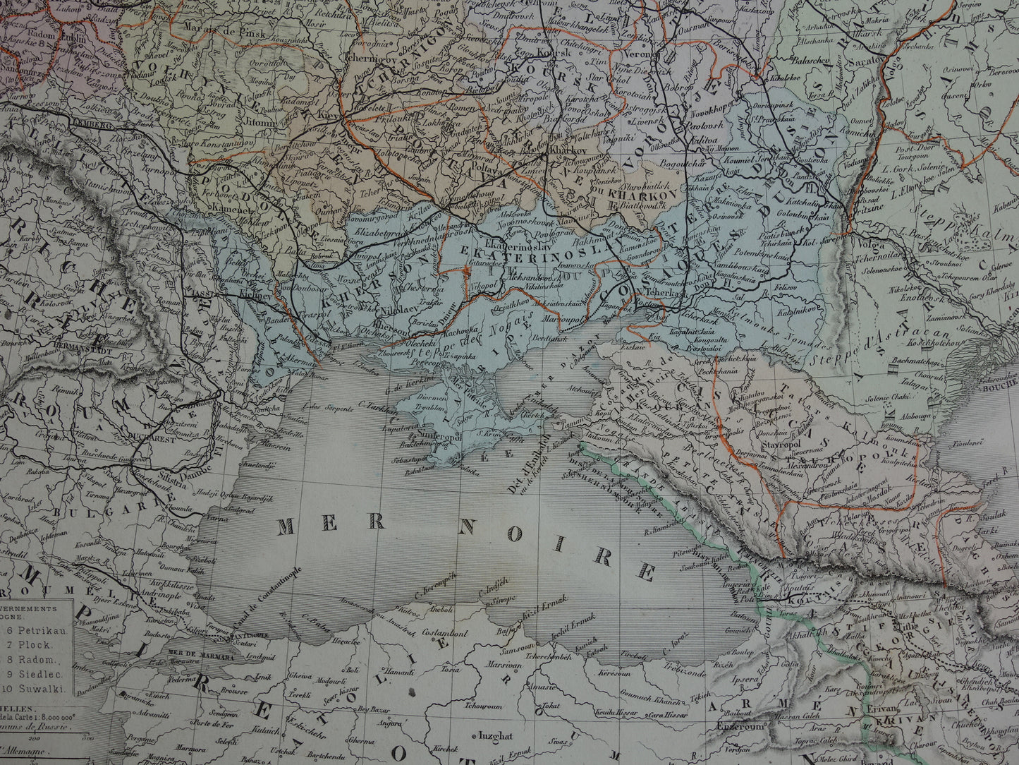 RUSLAND oude kaart van Europees Rusland Grote antieke landkaart Polen Litouwen Oekraïne vintage poster Russische Rijk 1876