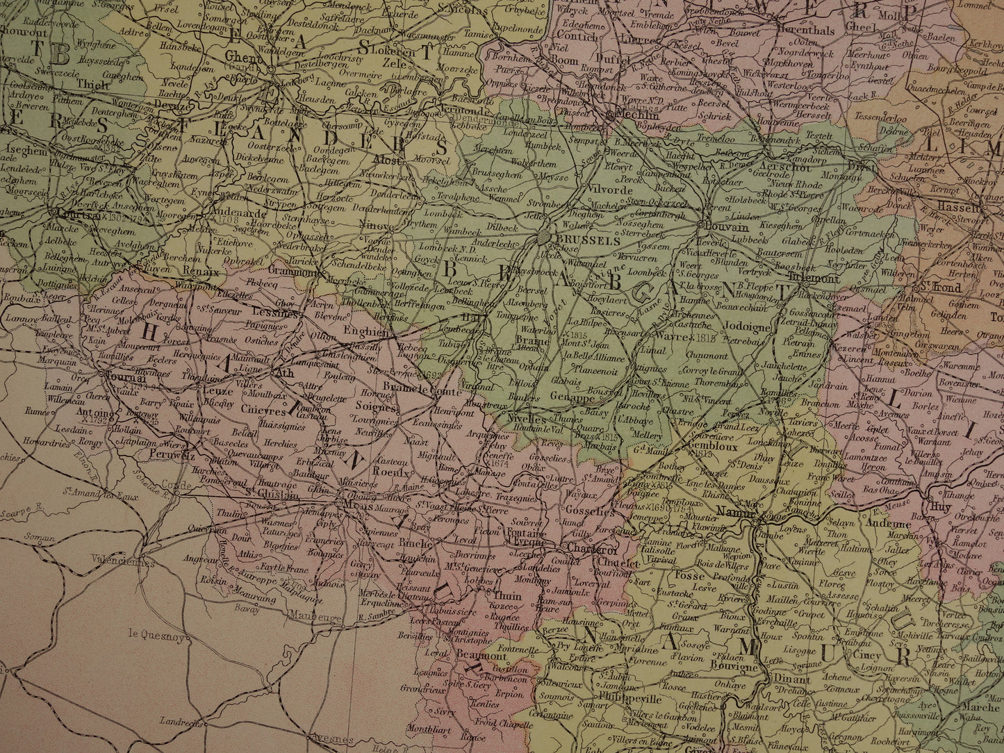 NEDERLAND grote oude kaart van Nederland uit 1875 originele antieke landkaart poster
