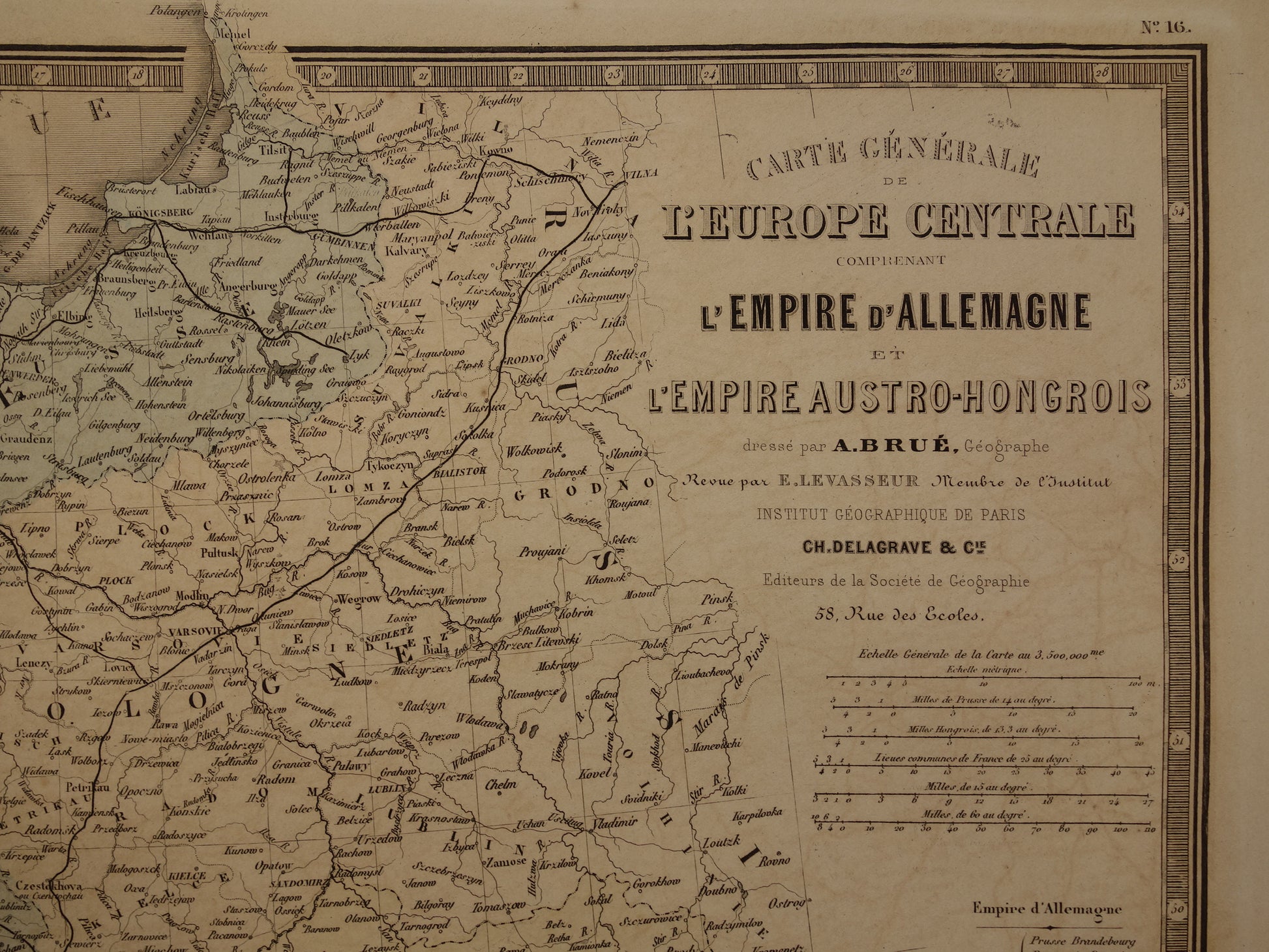 33 carte generale de l'europe centrale comprenant l'empire d'allemagne et l'empire austro-hongrois levasseur brue