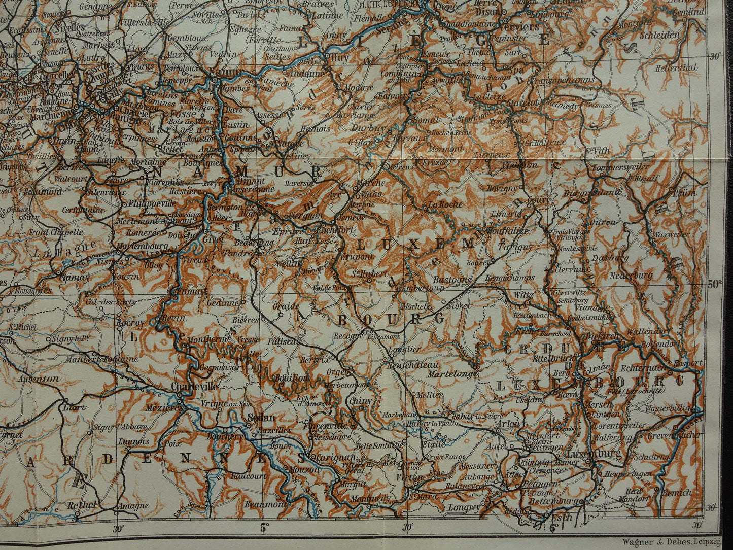 BELGIE historische kaart van België uit 1904 kleine originele oude antieke landkaart van België vintage