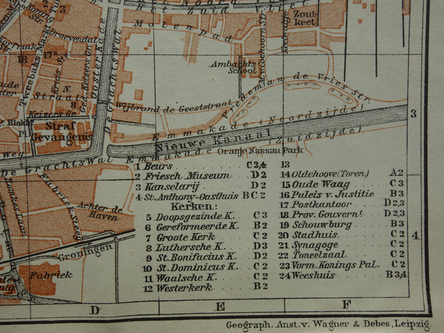 Leeuwarden oude kaart van Leeuwarden uit 1910 kleine originele antieke plattegrond vintage print