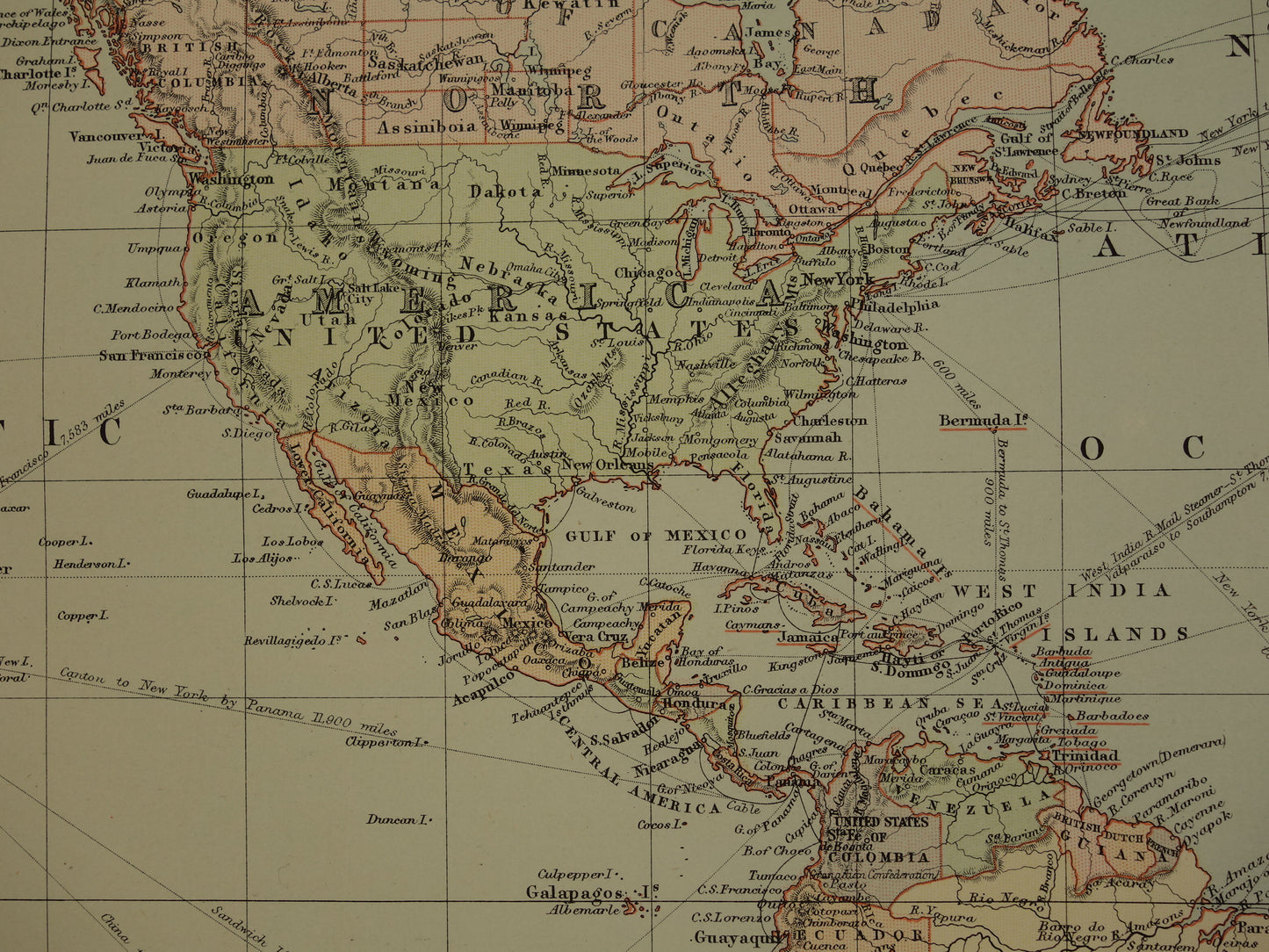 WERELDKAART grote antieke kaart van de wereld in mercatorprojectie 1890 originele 130+ jaar oude wereldkaarten poster