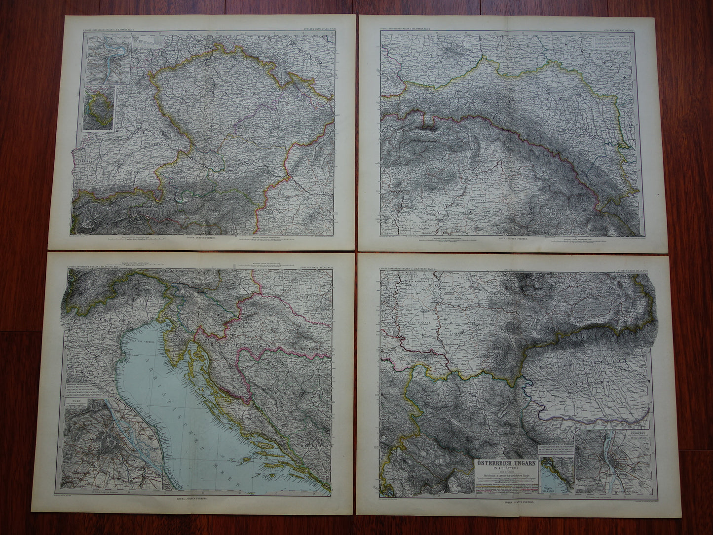 OOSTENRIJK-HONGARIJE Oude kaart van het Oostenrijks-Hongaarse Rijk uit 1886 originele antieke landkaart Tsjechië Kroatië Slovenië zeer groot formaat XL poster