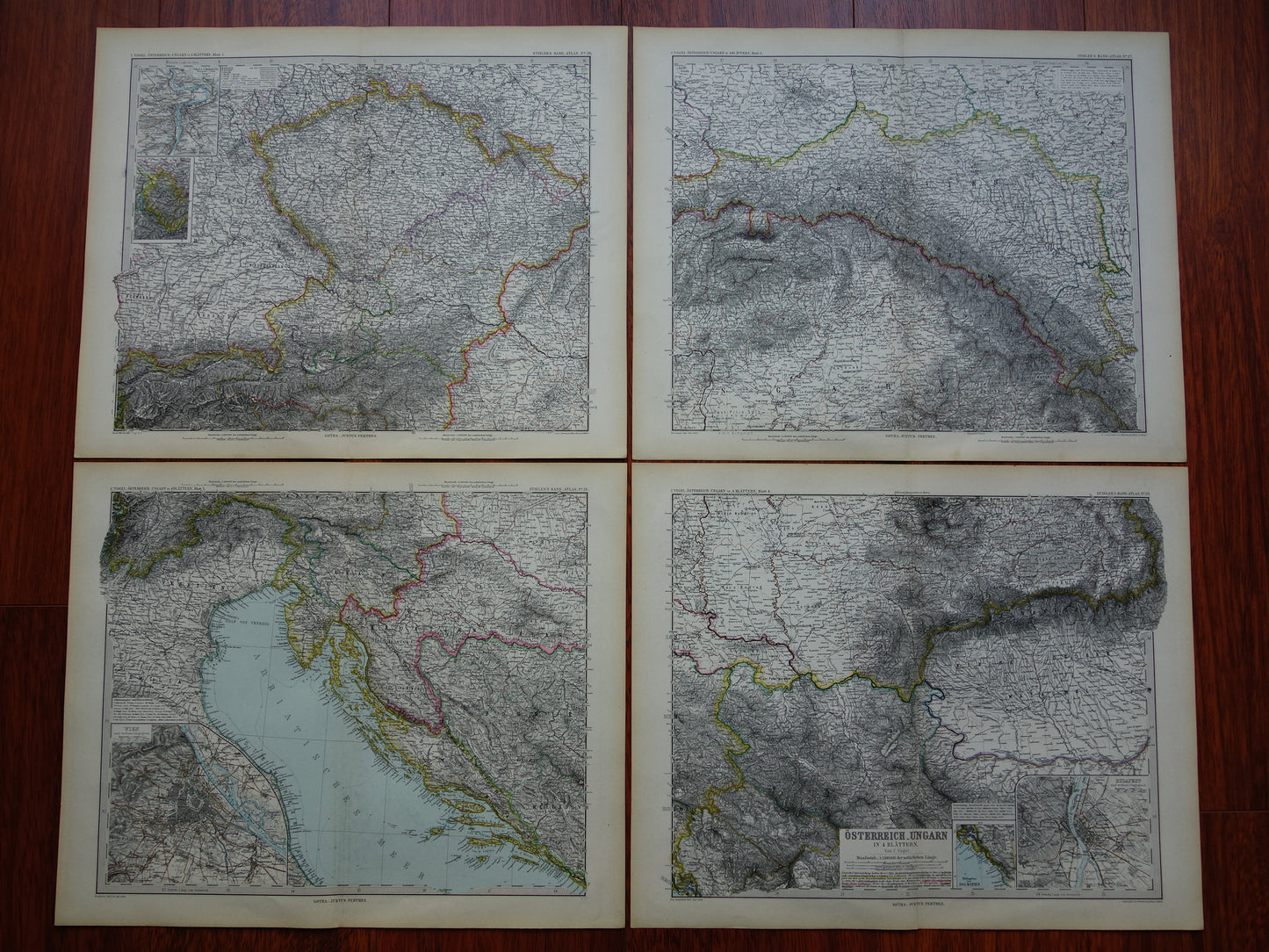 originel antieke historische kaart landkaart van Oostenrijk Hongarije