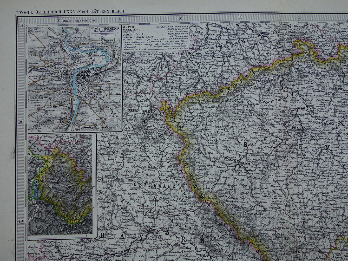 OOSTENRIJK-HONGARIJE Oude kaart van het Oostenrijks-Hongaarse Rijk uit 1886 originele antieke landkaart Tsjechië Kroatië Slovenië zeer groot formaat XL poster
