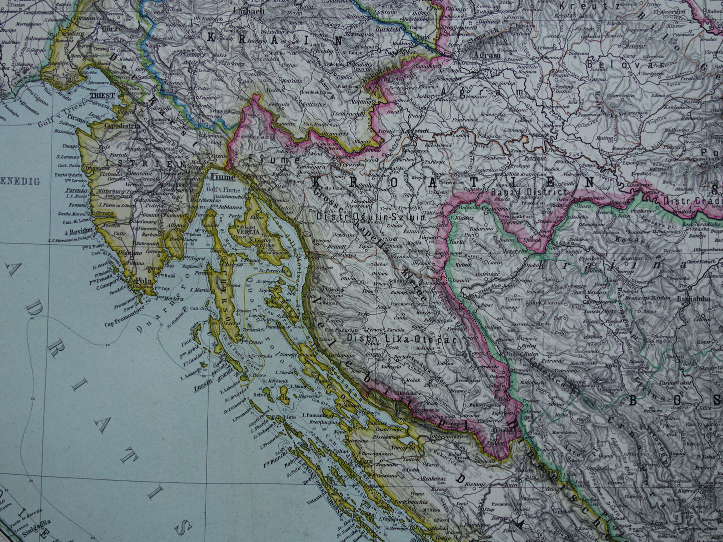 OOSTENRIJK-HONGARIJE Oude kaart van het Oostenrijks-Hongaarse Rijk uit 1886 originele antieke landkaart Tsjechië Kroatië Slovenië zeer groot formaat XL poster