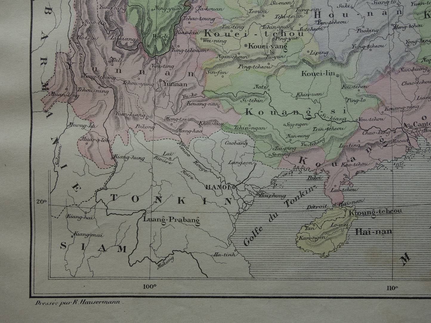 CHINA Oude kaart van Oost China uit het jaar 1896 historische landkaart China oude vintage kaarten