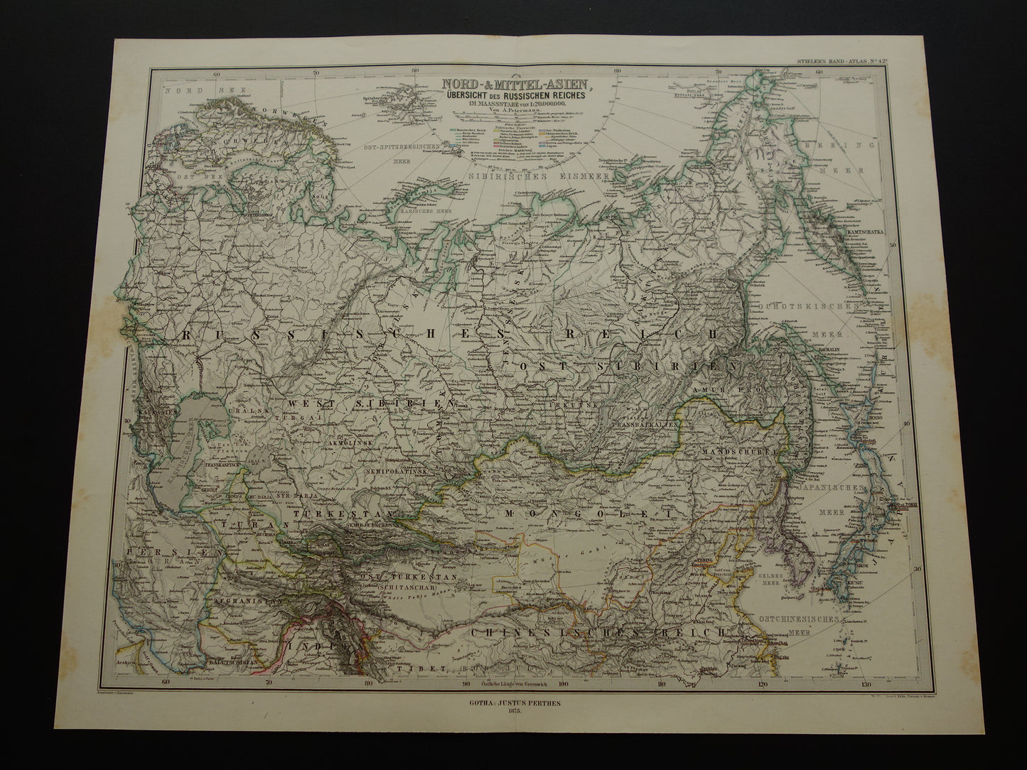 Rusland in 1875 historische landkaart te koop