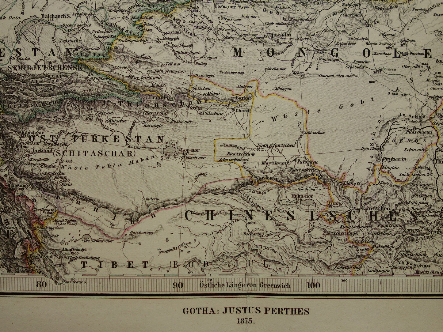 RUSLAND oude kaart van Russische Rijk Gedetailleerde antieke landkaart Europees en Aziatisch Rusland met jaartal - vintage poster Siberië 1875