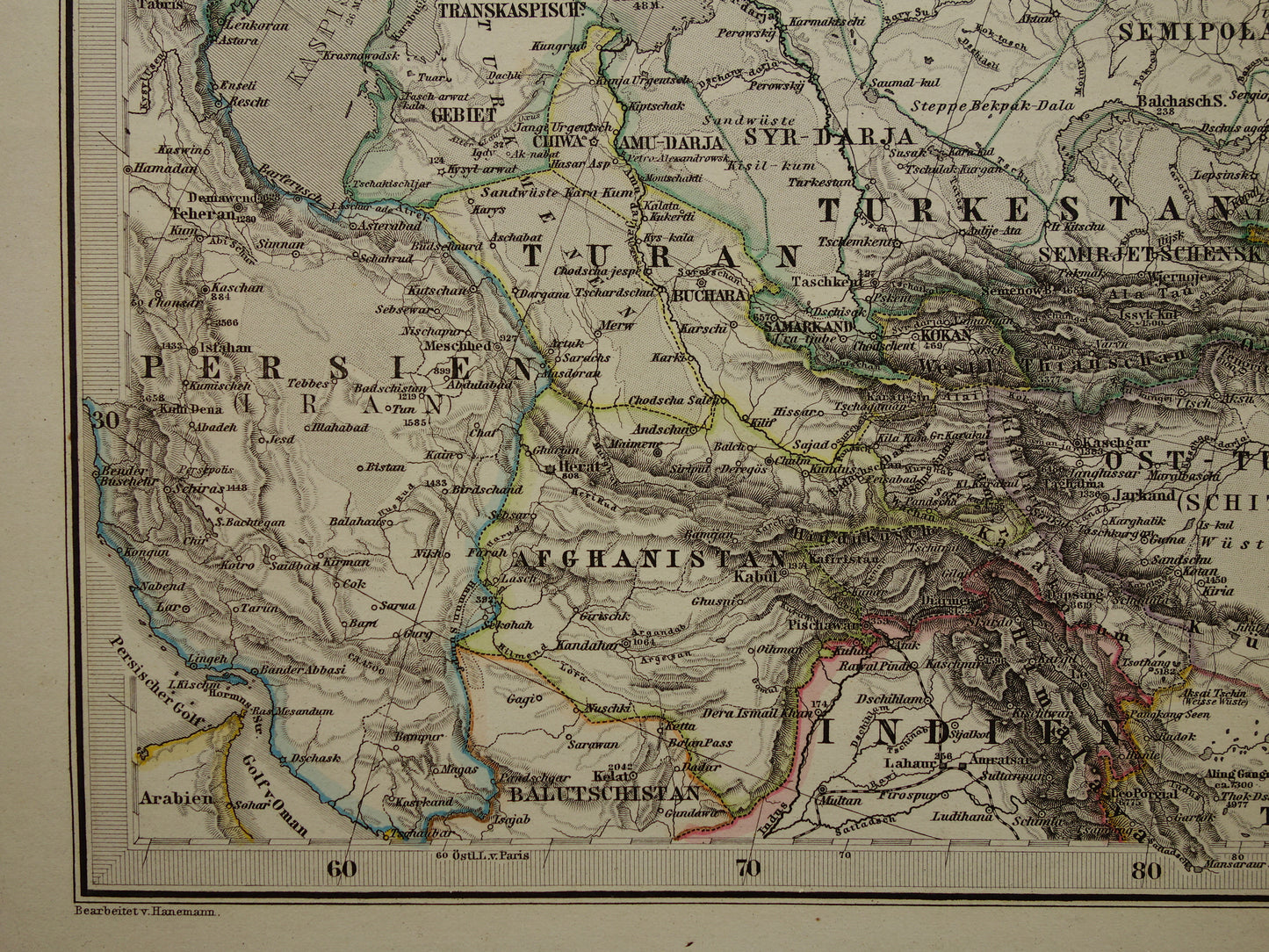 RUSLAND oude kaart van Russische Rijk Gedetailleerde antieke landkaart Europees en Aziatisch Rusland met jaartal - vintage poster Siberië 1875