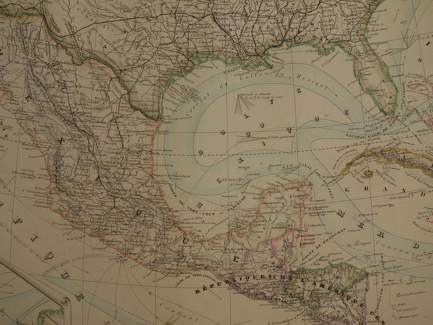 NOORD-AMERIKA grote oude kaart van VS Canada Mexico 140+ jaar oude landkaart van continent uit 1880 (circa) - originele vintage historische kaarten
