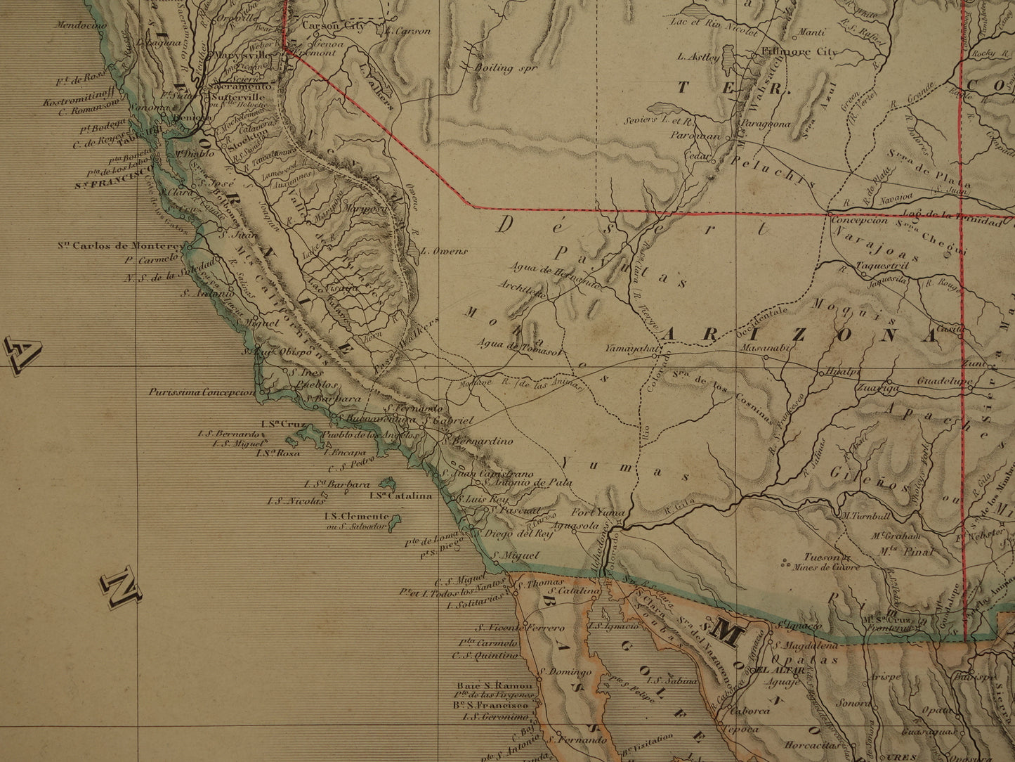 Oude landkaart van de Verenigde Staten van Amerika 1885 originele antieke zeer grote kaart poster VS Mexico