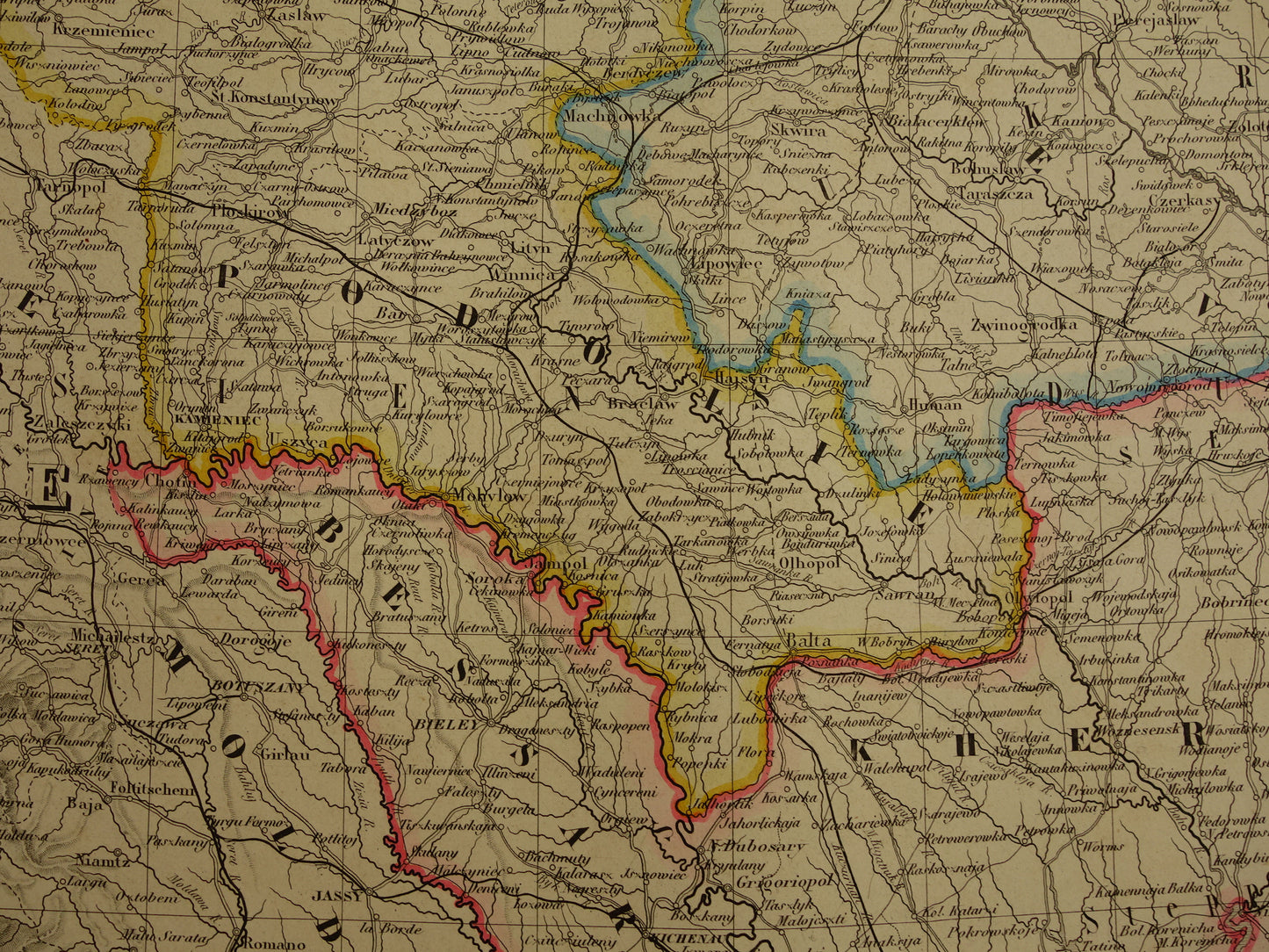 Alte Karte der baltischen Staaten und des europäischen Russlands von 1885, originale antike Karte des Russischen Reiches, sehr großes Format