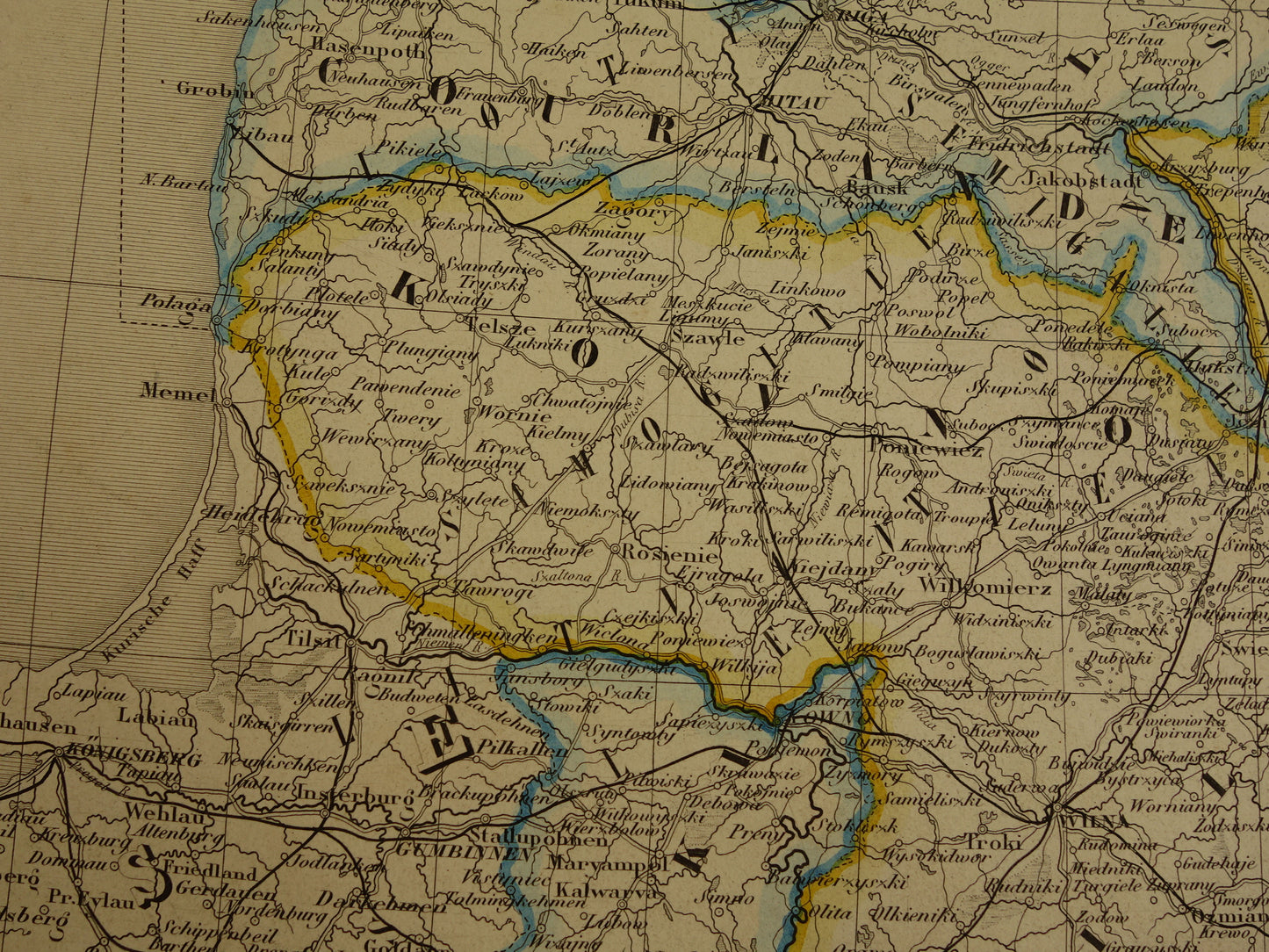 Baltische Staten oude kaart van Europees Rusland 1885 originele antieke landkaart poster Russische Rijk zeer groot formaat