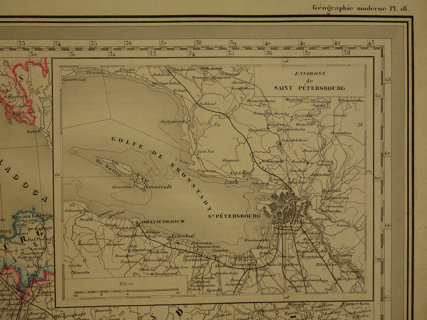 Baltische Staten oude kaart van Europees Rusland 1885 originele antieke landkaart poster Russische Rijk zeer groot formaat