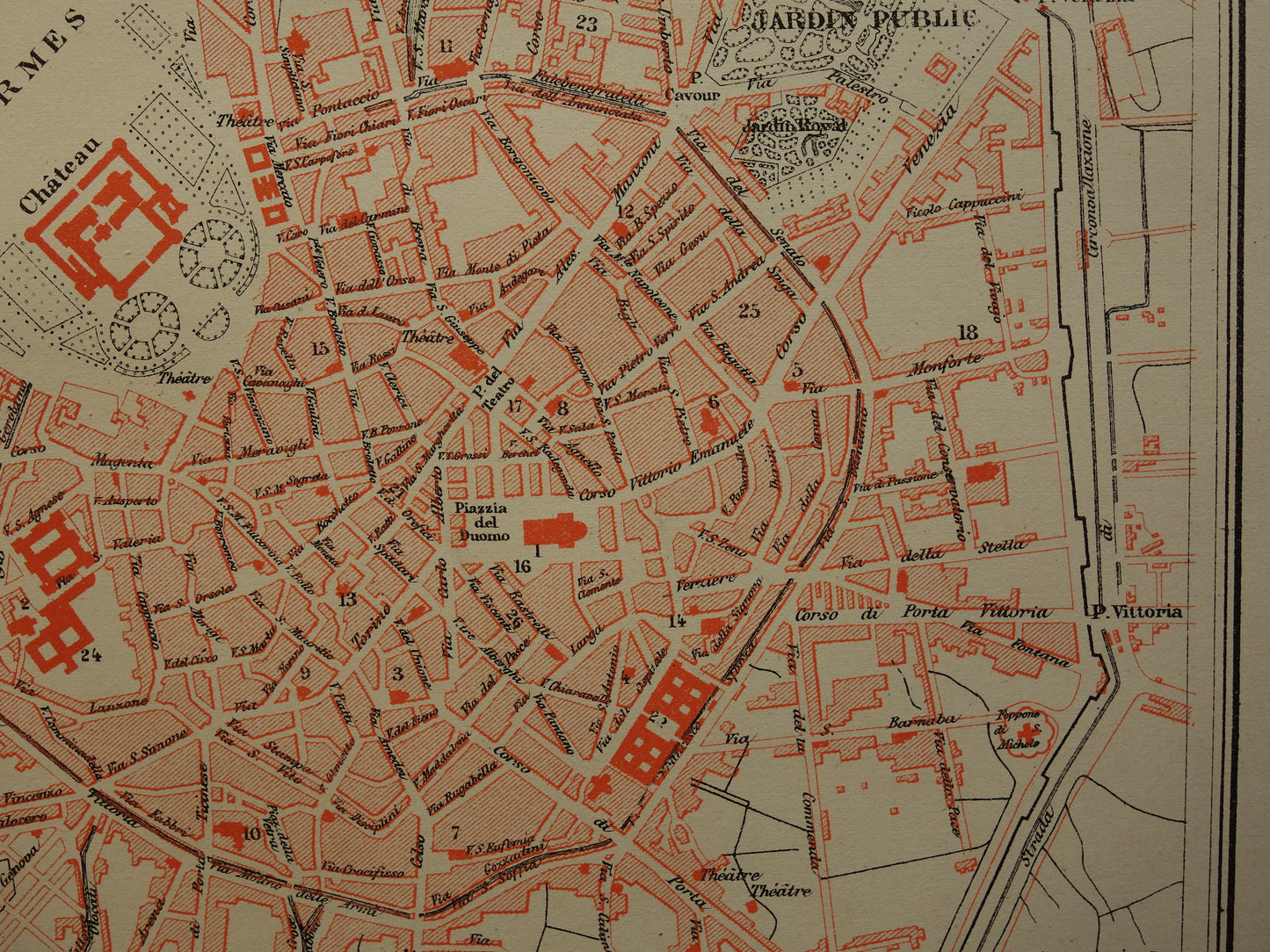 MILAAN Oude kaart van Milaan uit 1879 originele antieke Franse plattegrond historische kaarten