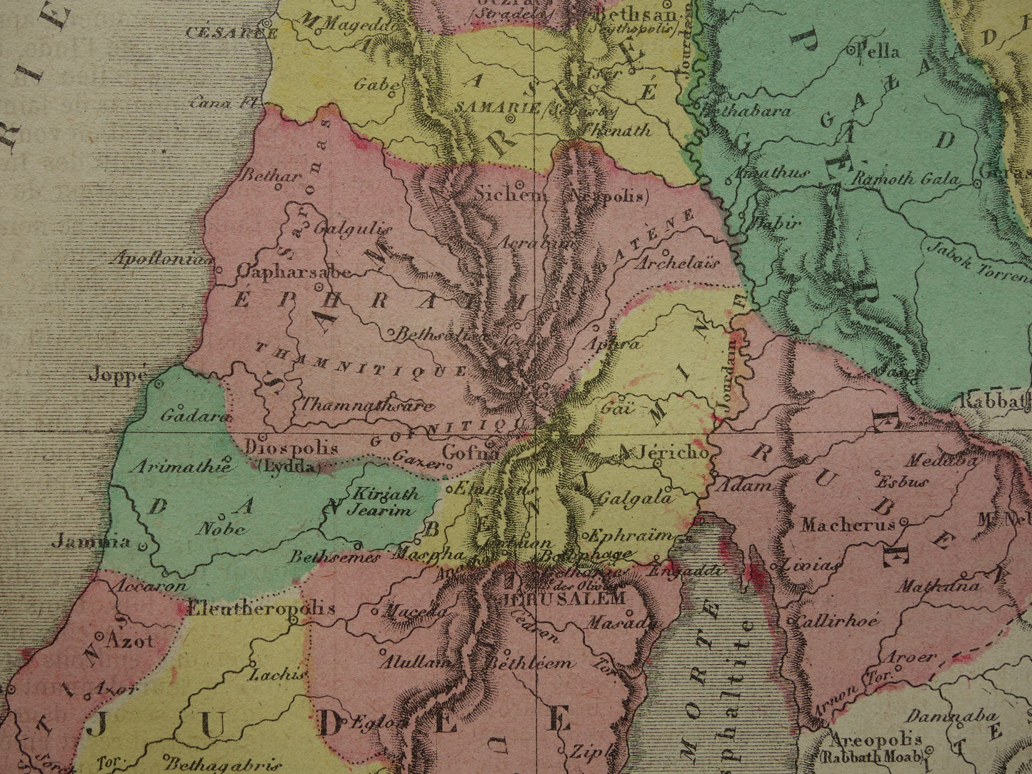 Oude kaart van Palestina in de klassieke oudheid Originele antieke landkaart Israël Libanon vintage kaarten