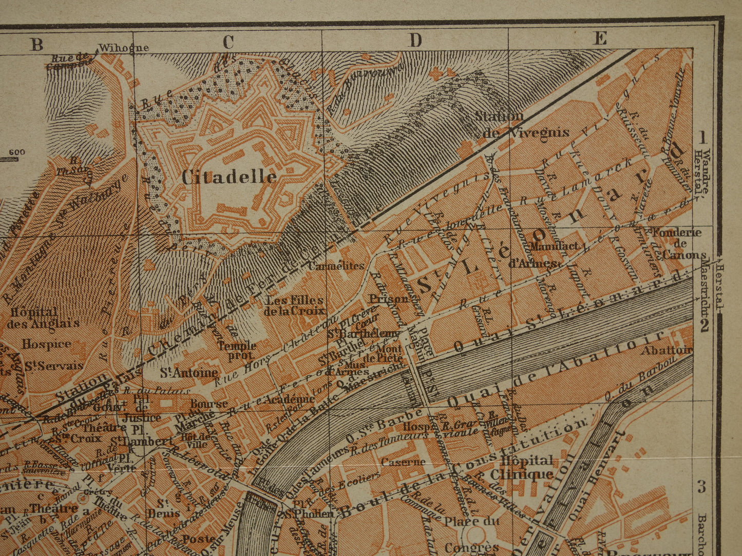 Oude kaart van Luik België uit 1904 originele antieke plattegrond Luik carte de Liège vintage kaarten