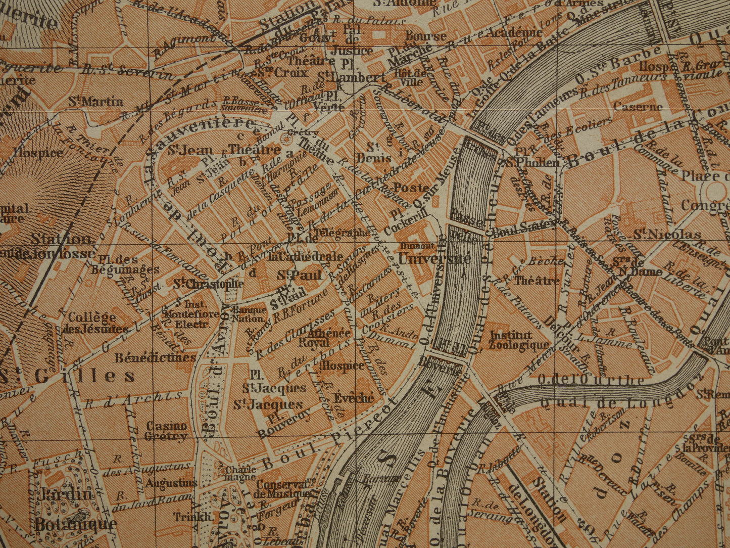 Oude kaart van Luik België uit 1904 originele antieke plattegrond Luik carte de Liège vintage kaarten