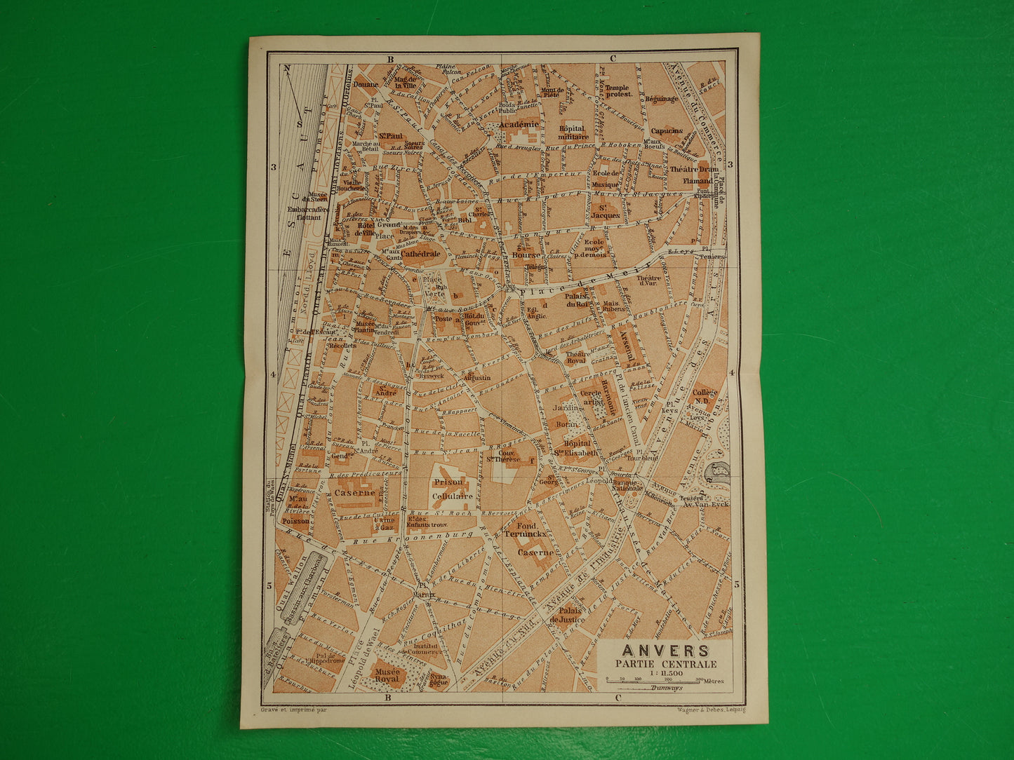 ANTWERPEN oude kaart van Antwerpen centrum België uit 1904 kleine originele antieke plattegrond landkaart
