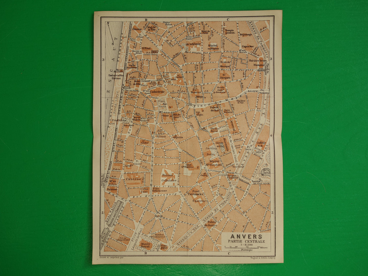 ANTWERPEN oude kaart van Antwerpen centrum België uit 1904 kleine originele antieke plattegrond landkaart