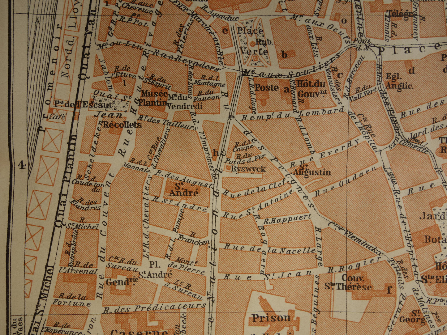 ANTWERPEN oude kaart van Antwerpen centrum België uit 1904 kleine originele antieke plattegrond landkaart