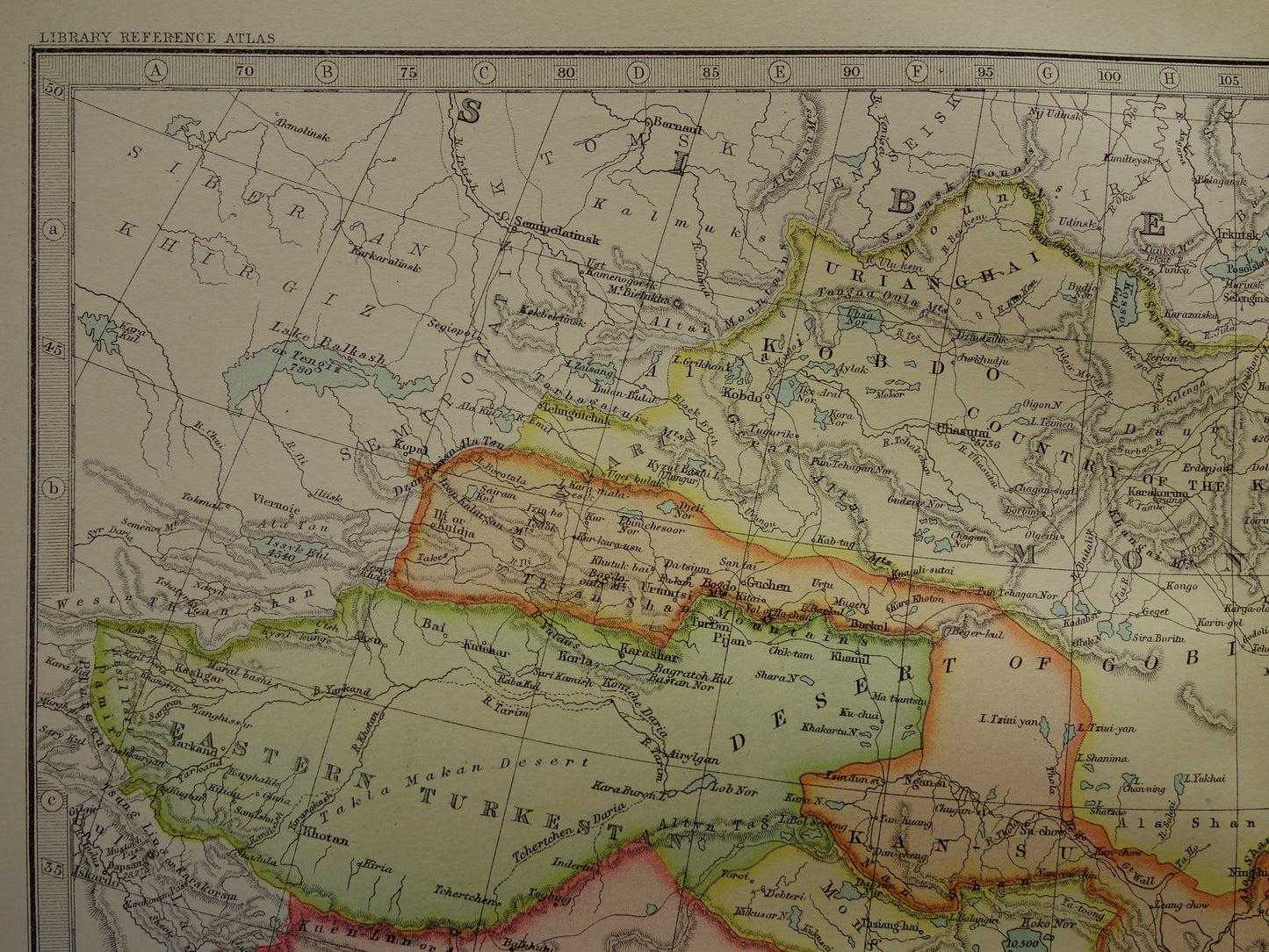 CHINA oude kaart 1890 originele antieke Engelse landkaart van het Chinese Rijk historische poster