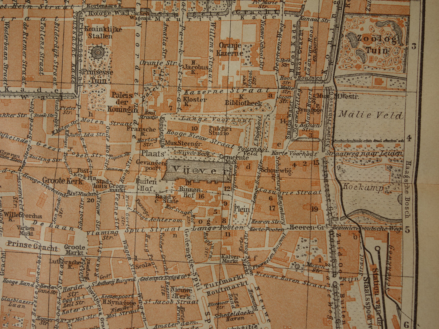 DEN HAAG oude kaart van 's Gravenhage uit 1904 kleine originele antieke plattegrond vintage landkaart