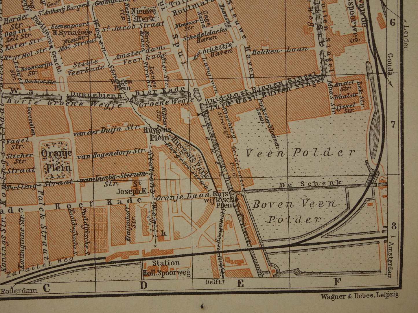 DEN HAAG oude kaart van 's Gravenhage uit 1904 kleine originele antieke plattegrond vintage landkaart