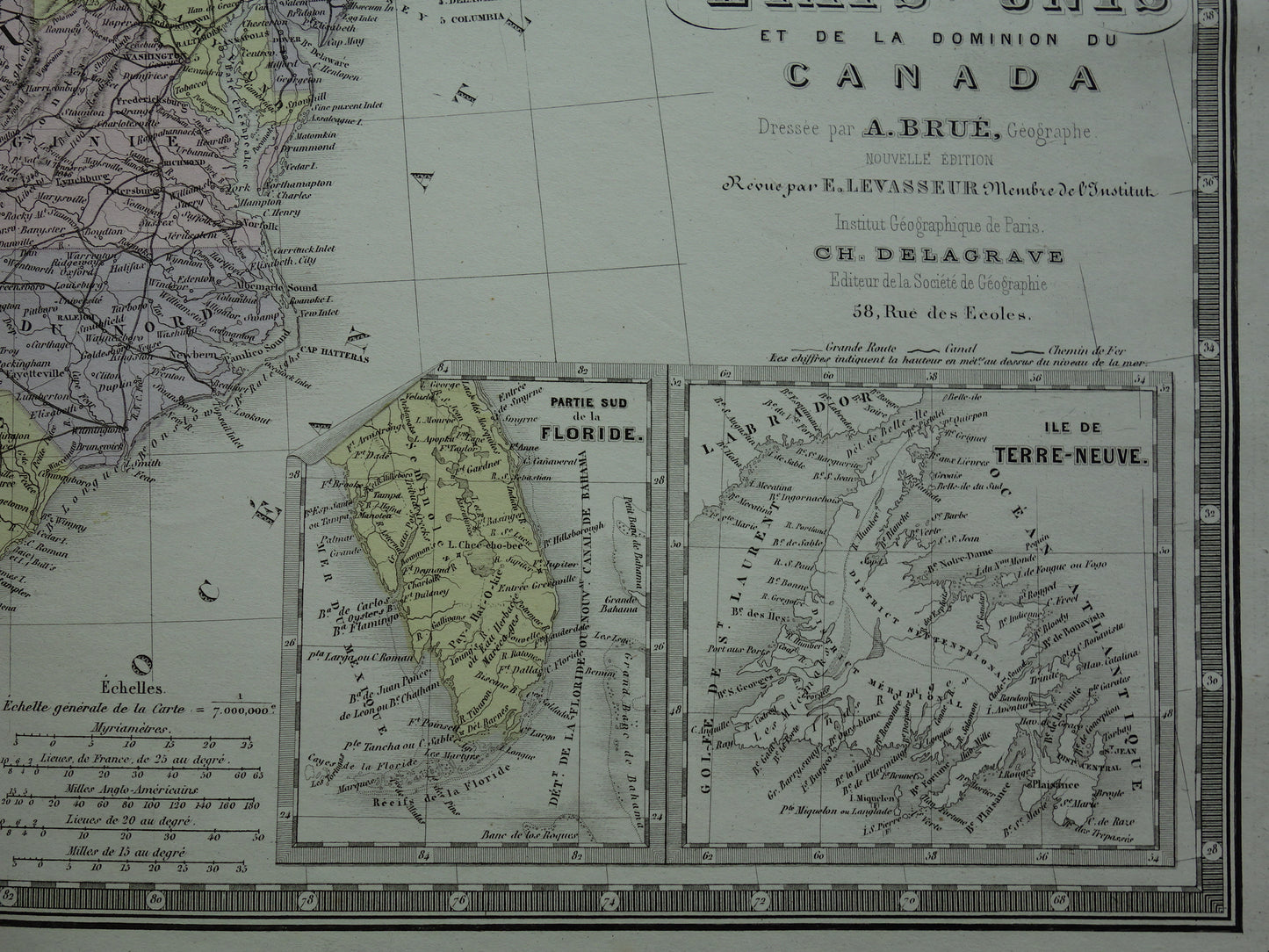 VERENIGDE STATEN antieke kaart van de VS 145+ jaar oude landkaart van Oostkust Amerika USA originele vintage historische kaarten