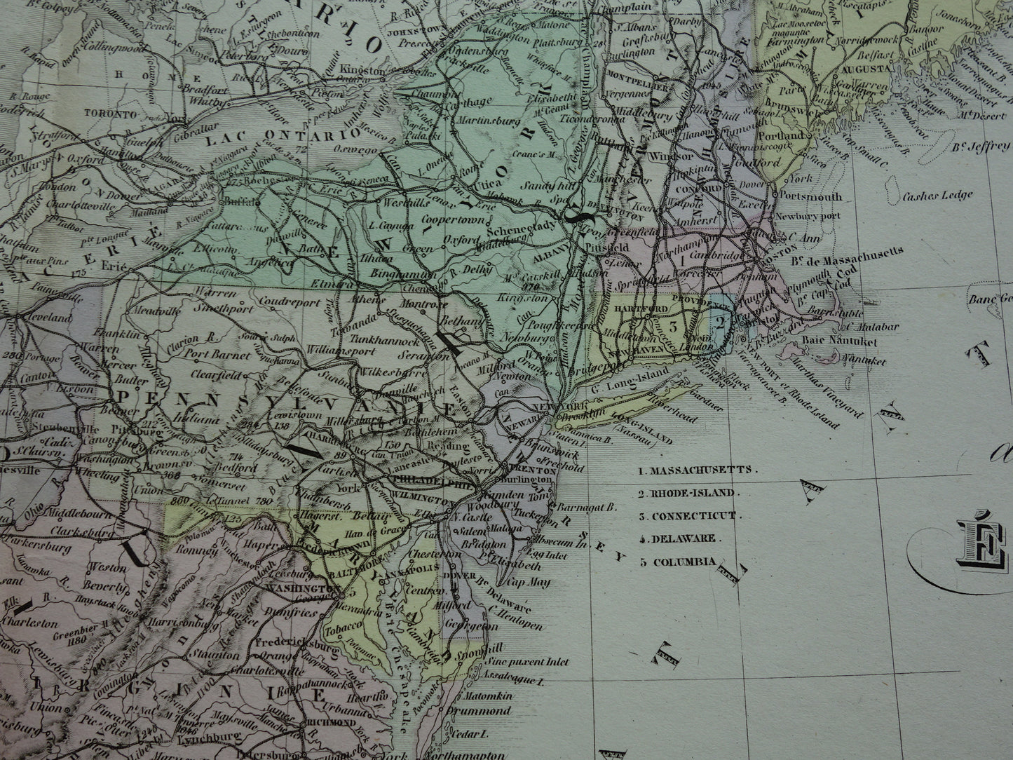 VERENIGDE STATEN antieke kaart van de VS 145+ jaar oude landkaart van Oostkust Amerika USA originele vintage historische kaarten