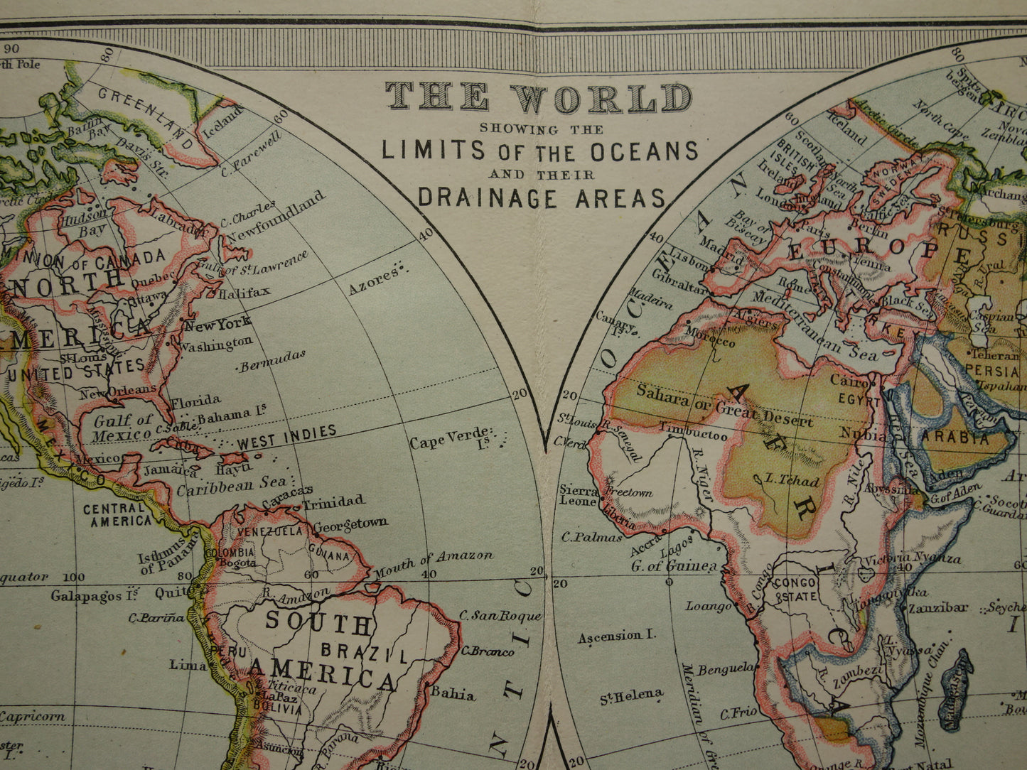 originele oude antieke wereldkaart wereldkaarten te koop
