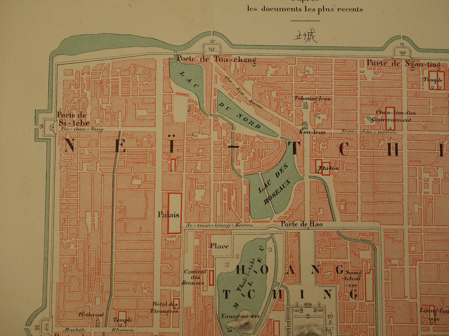 Beijing Oude kaart van Peking China uit 1879 originele antieke Franse plattegrond historische kaarten Verboden Stad