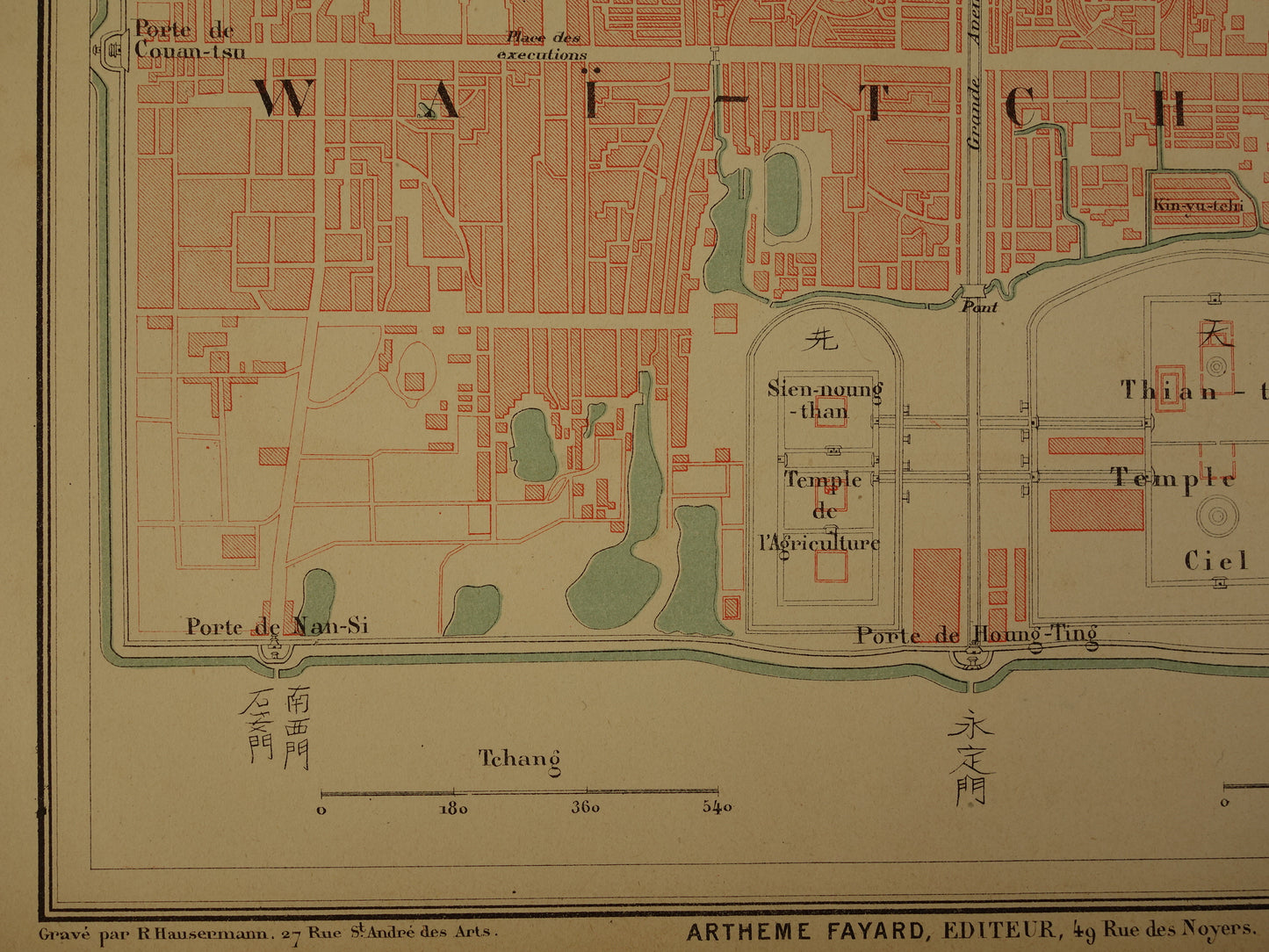 Beijing Oude kaart van Peking China uit 1879 originele antieke Franse plattegrond historische kaarten Verboden Stad