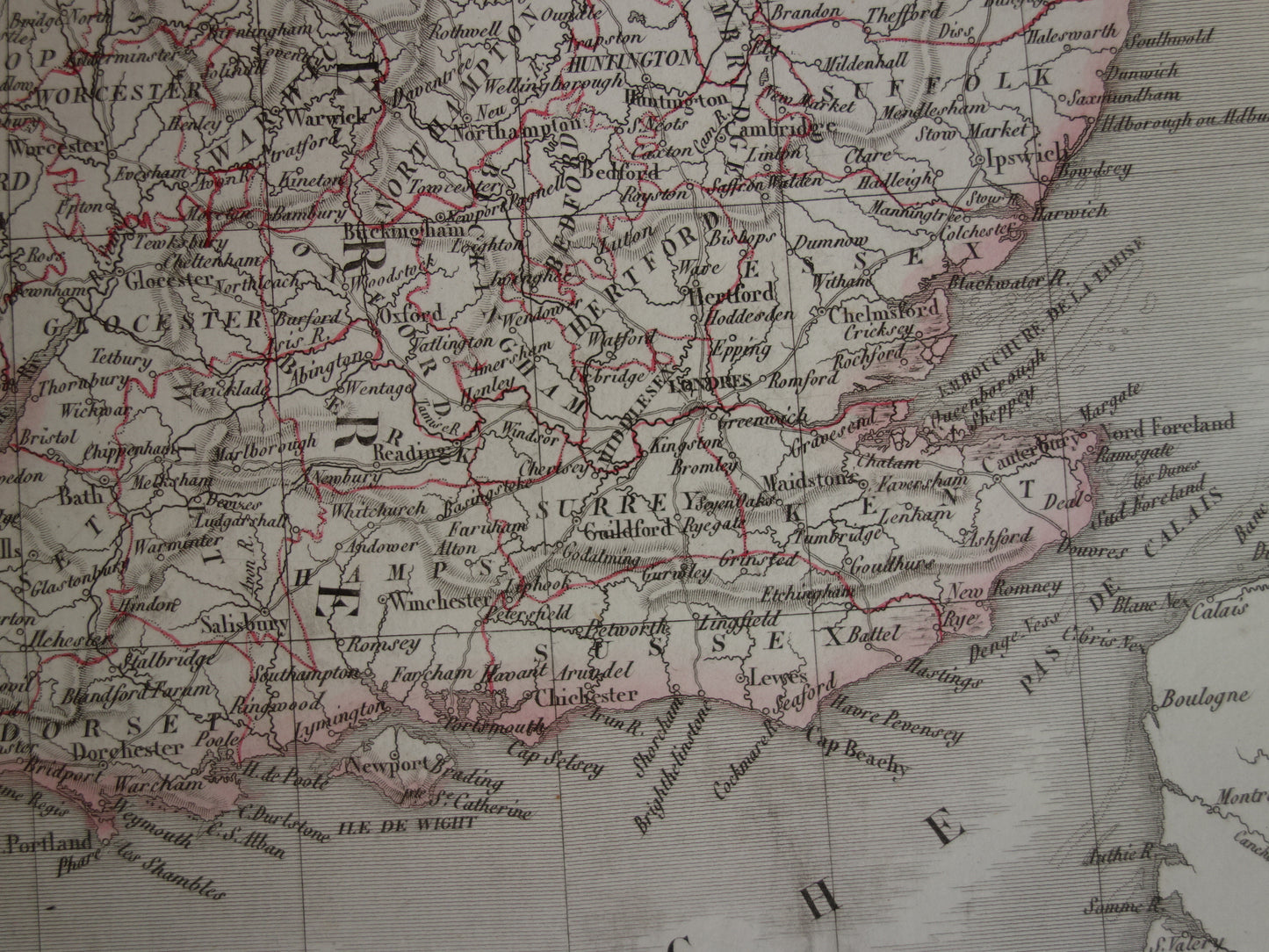 Grote vintage landkaart van GROOT BRITTANIË en IERLAND 190+ jaar oude antieke Franse kaart Verenigd Koninkrijk