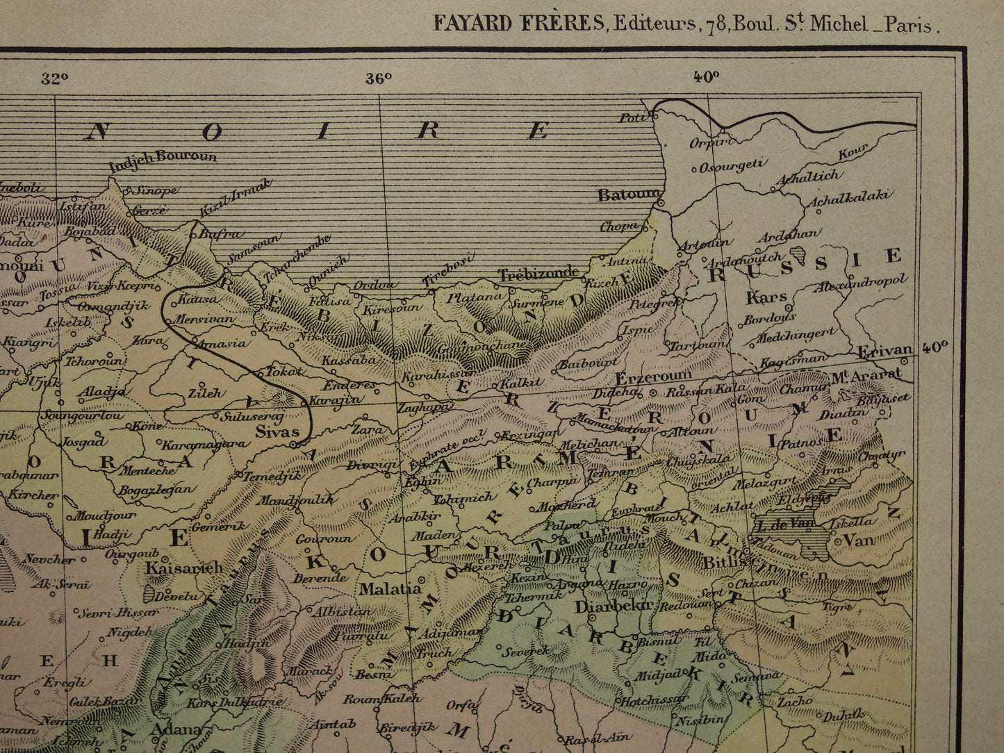 TURKIJE Oude kaart uit het jaar 1896 historische landkaart Ottomaanse Rijk antieke vintage kaarten