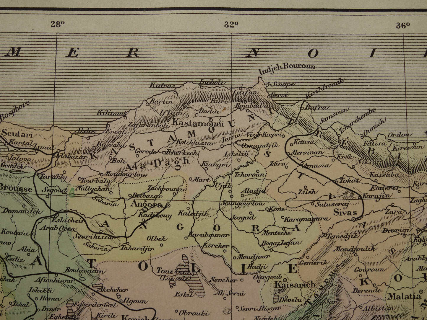 TURKIJE Oude kaart uit het jaar 1896 historische landkaart Ottomaanse Rijk antieke vintage kaarten